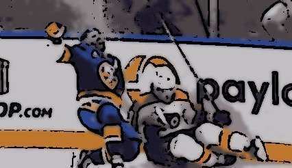 Kyle Palmieri sätter upp mål medan skridskor...